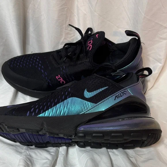Nike Air Max 270 Black with Purple and Pink Accents - Picture 5 of 10